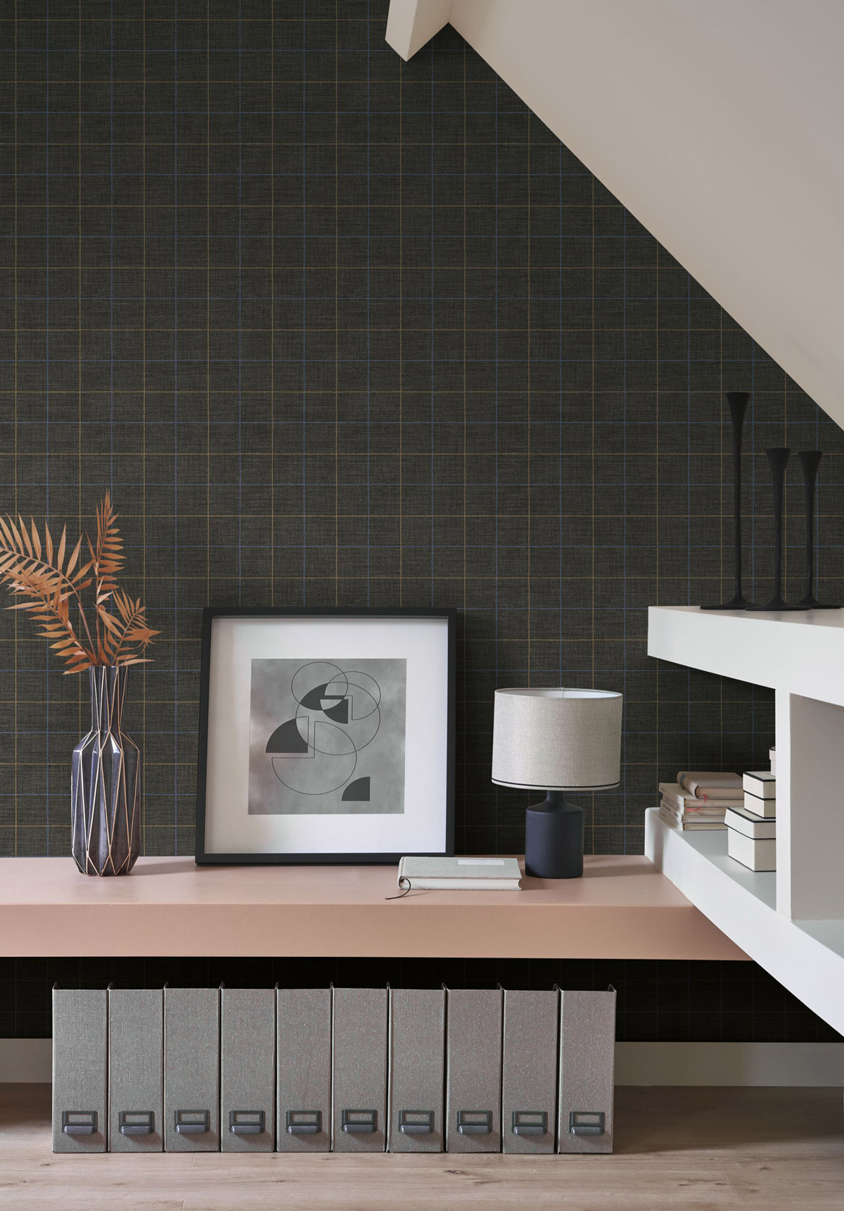Papier peint Carreaux Scandinave Liam anthracite - Carnaby Street de Casadéco | Réf. CARN200519987