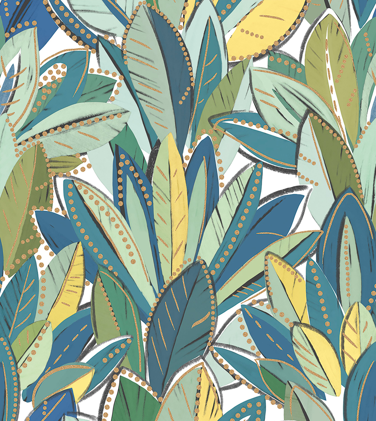 Papier peint panoramique Palmes Ubud M bleu vert 250X280 - Stay Wild de Casélio | Réf. WILD104987601