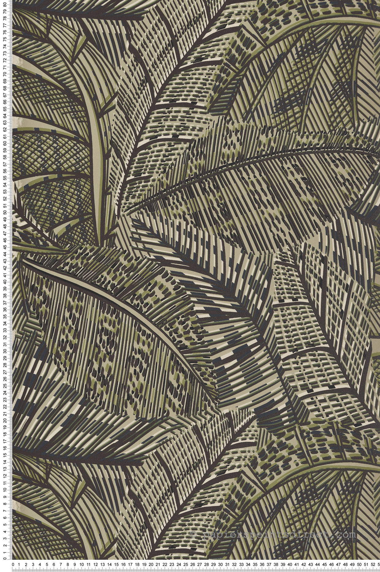 Papier peint Feuille Graphique vert kaki - Picto de Lutèce | Réf. LTC-PIC313