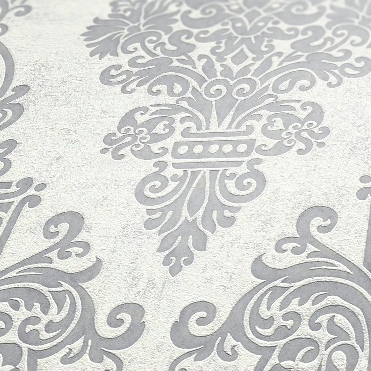 Papier peint Médaillon Baroque blanc cassé argenté - Pure Elegance d'A.S. Création AMBZ | Réf. AS-397655