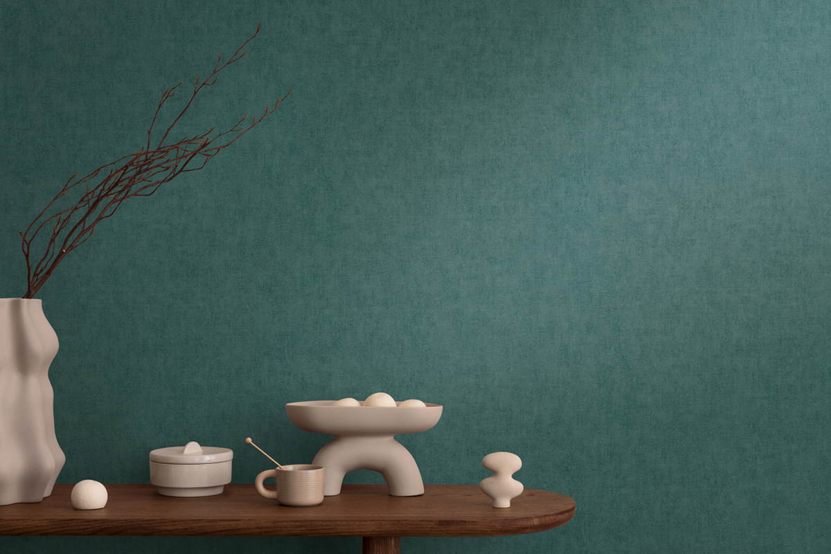 Papier peint Uni Béton émeraude métallisé - Cosmoliving d'A.S. Création | Réf. AS-791103