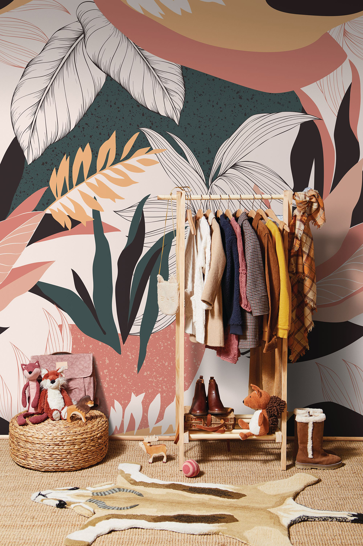 Papier peint panoramique Feuilles des Tropiques saumon - Beauty Full Image 2 de Casadéco | Réf. BFM102384077