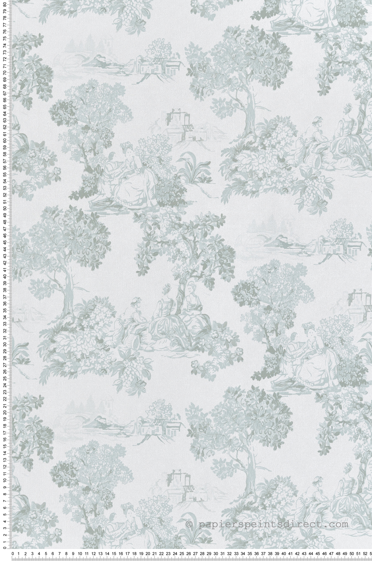 Papier peint Toile de Jouy Scène bleu d'eau - Garden Party 2 de Montecolino | Réf. MC-8341