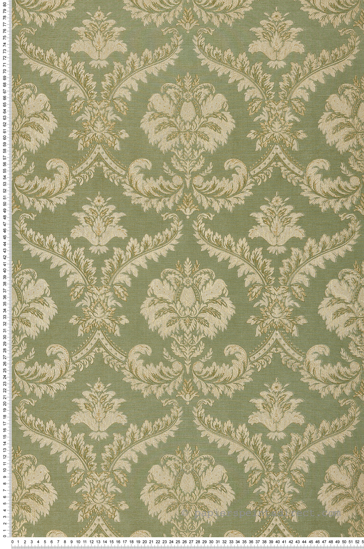 Papier peint Médaillon Baroque vert et doré - San Marco de Montecolino | Réf. MC-23607