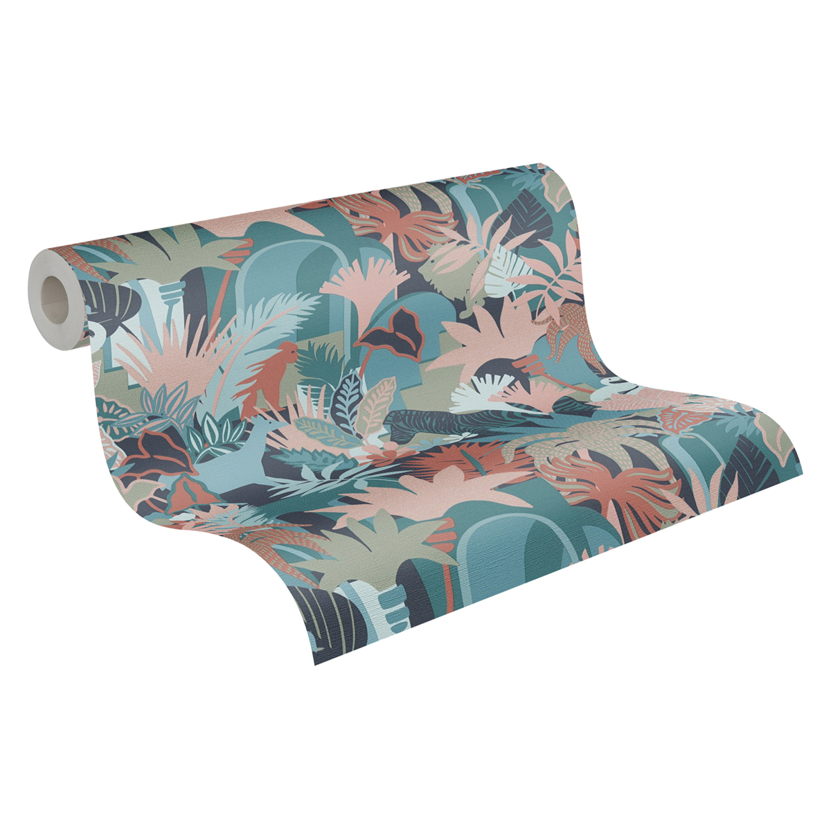 Papier peint Animaux Tropical Forest rose bleu - Antigua d'A.S. Création AMB2 | Réf. SP15953