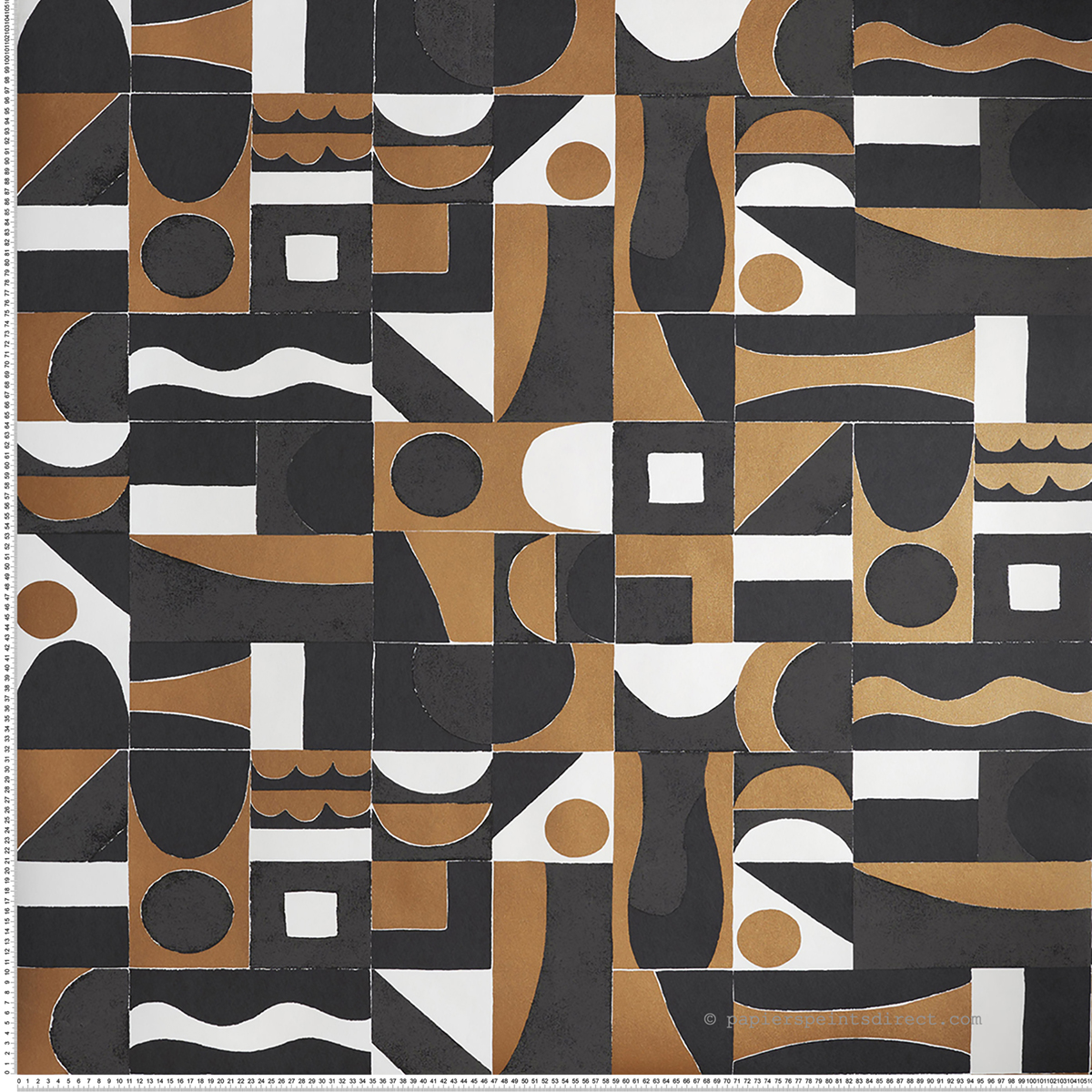 Papier peint Géométrique Ethnique Gourna noir mordoré - Bord Du Nil de Casamance | Réf. CAS-76183058