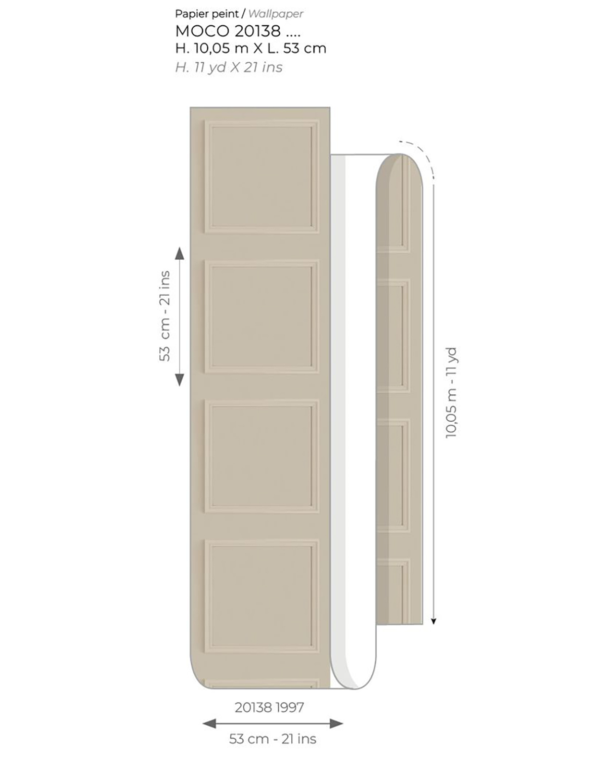 Papier peint Moulure Haussmannienne grège - Moulures & Co de Casadéco AMB3 | Réf. MOCO201381997