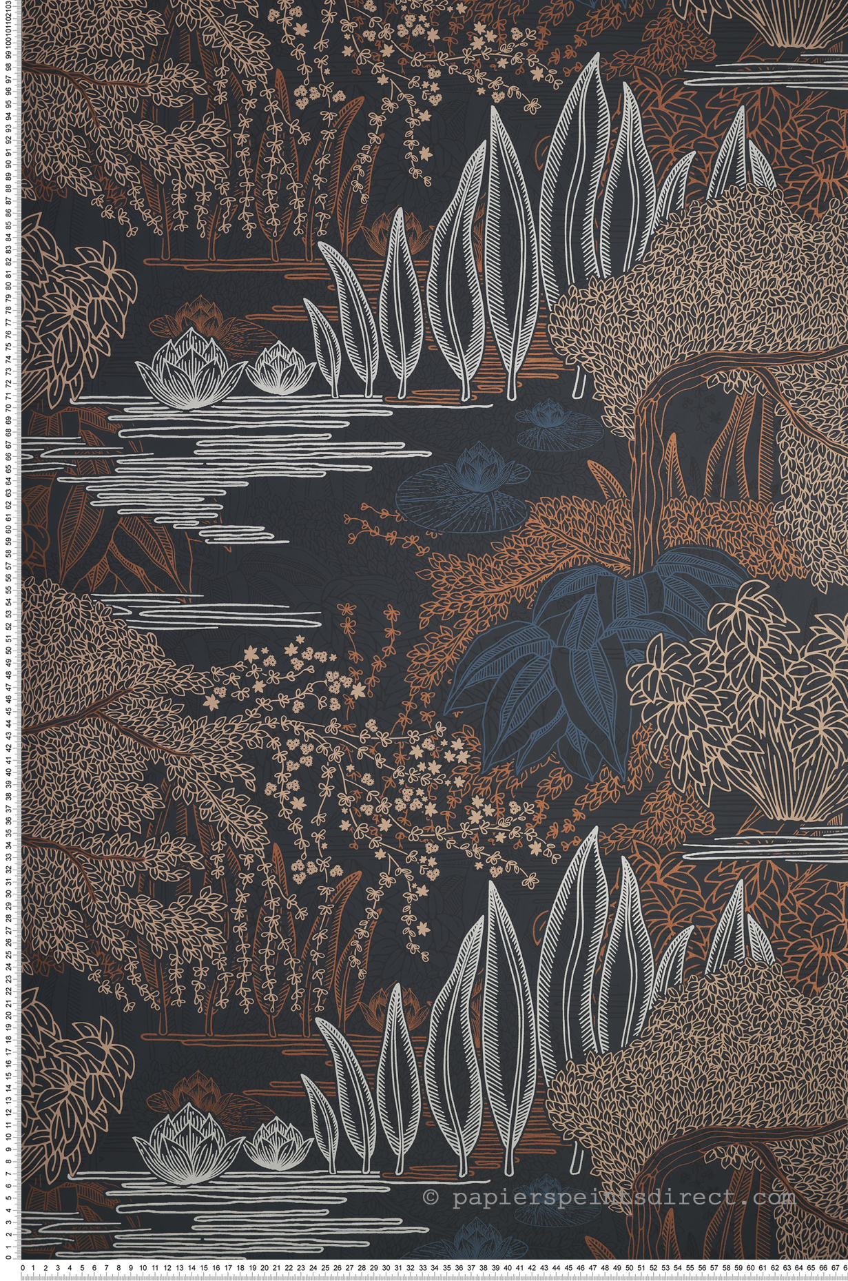 Papier peint Jardin Jasmin noir cuivré - Square Jasmin de Casamance | Réf. CAS-75680406