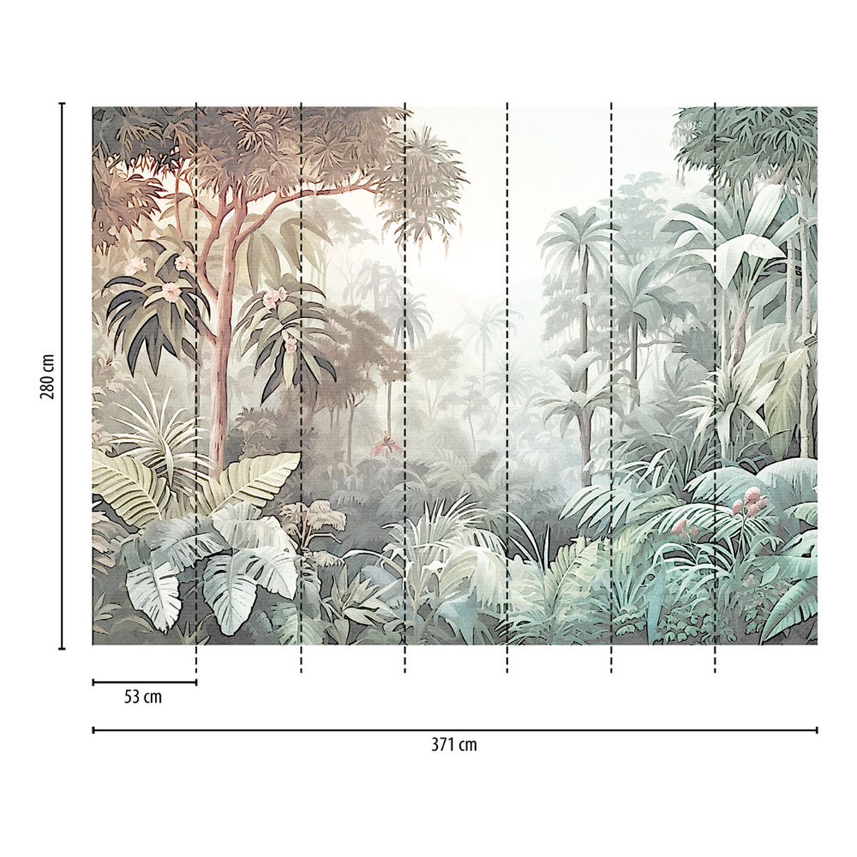 Papier peint panoramique Jungle Palmier Estompé - The Wall 3 d'A.S. Création AMB3 | Réf. AS-399011