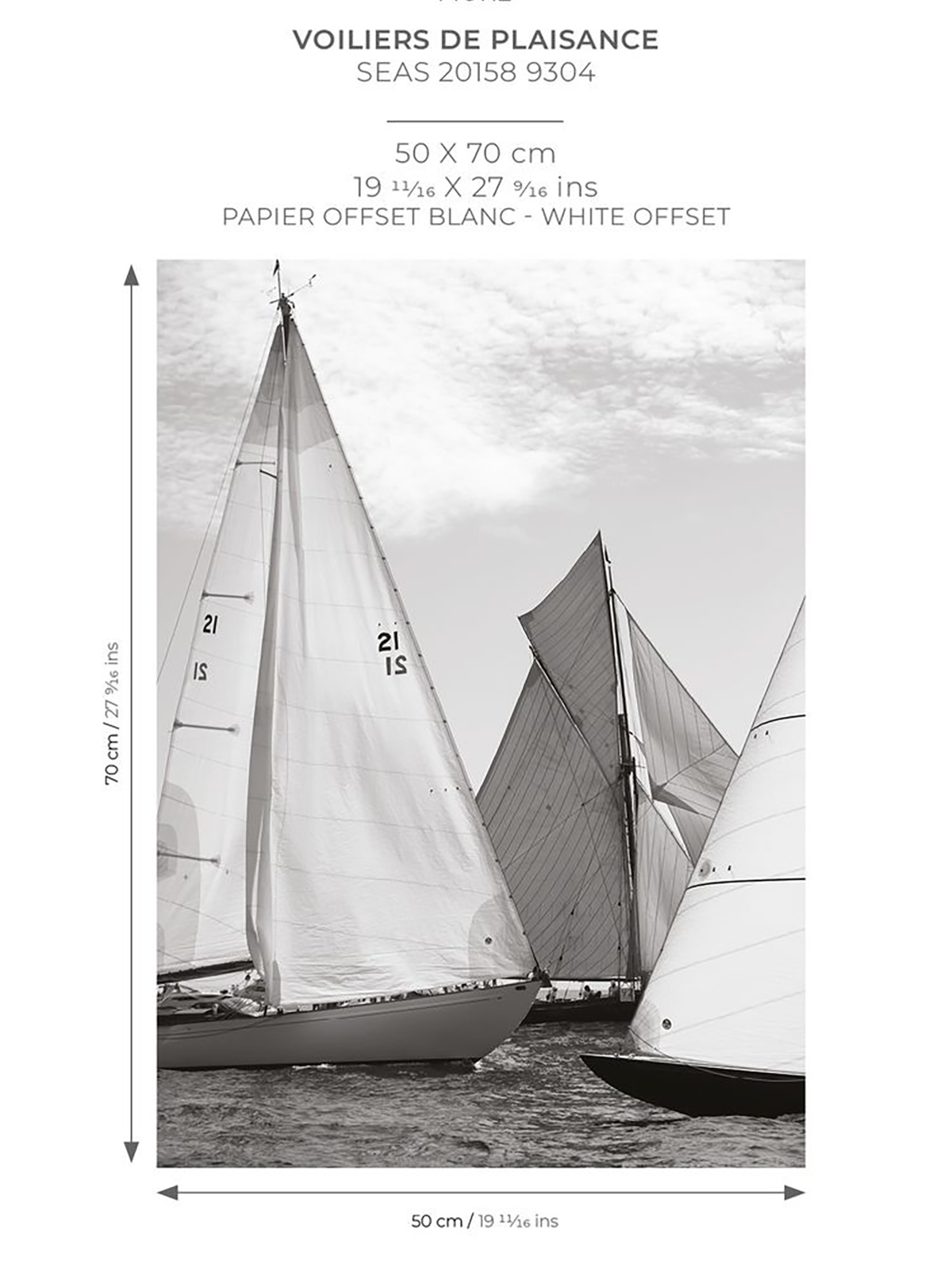 Affiche Voilier Plaisance 50x70 noir et blanc - Seaside de Casadéco AMB7 | Réf. SEAS201589304