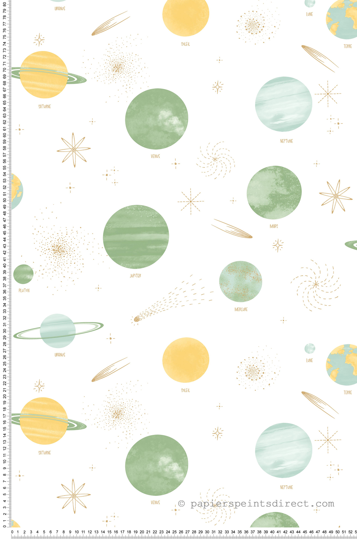 Papier peint Planète Voie Lactée vert bleu - Les Minis Mondes de Casélio | Réf. MNM105684320