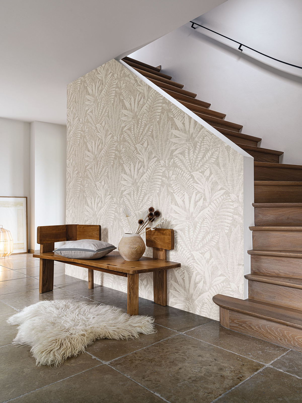 Papier peint Feuillages Aloes ivoire - Karabane de Casamance AMB | Réf. CAS-75183580