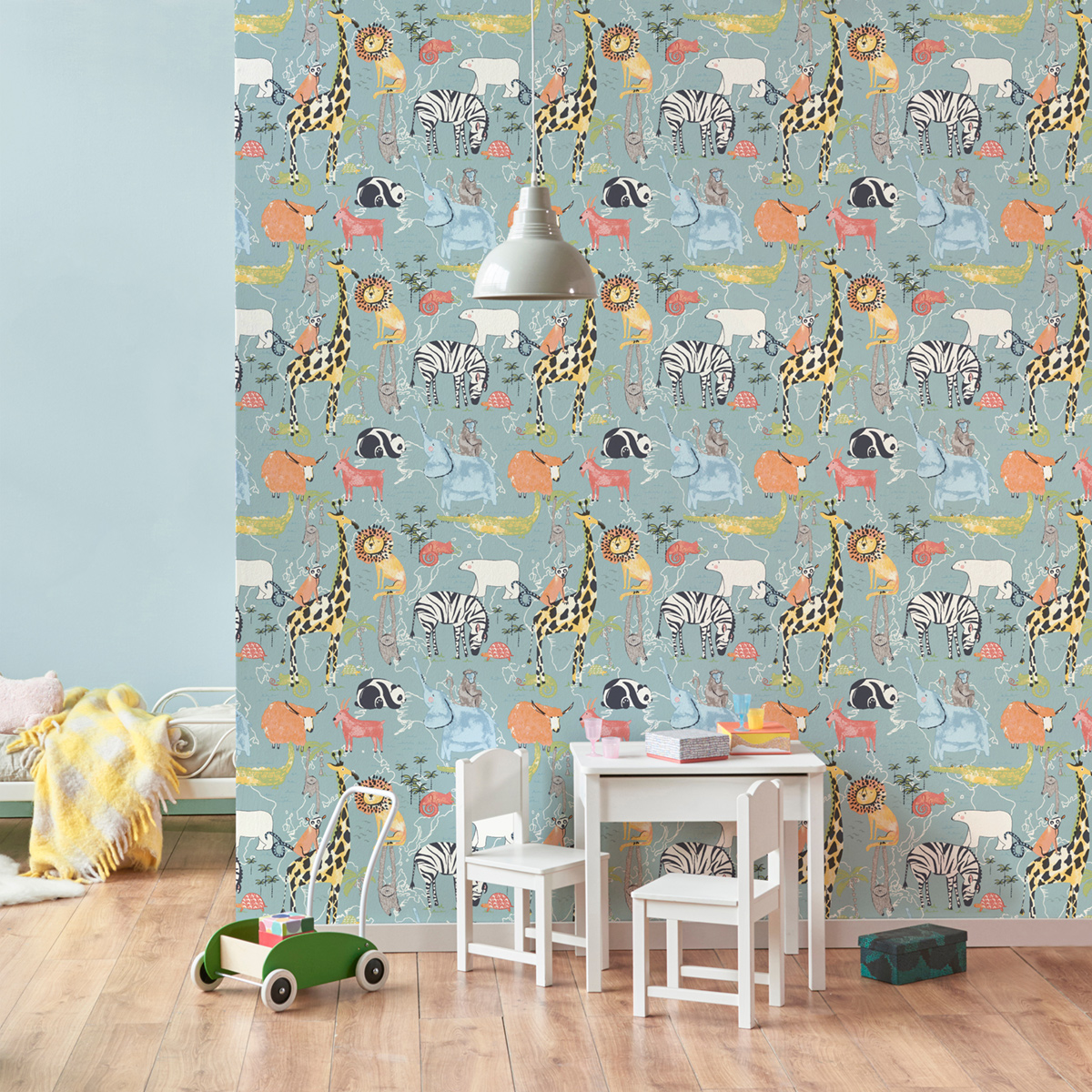 Papier peint Animaux Safari bleu - Imagine de Lutèce | Réf. LTC-DL27541