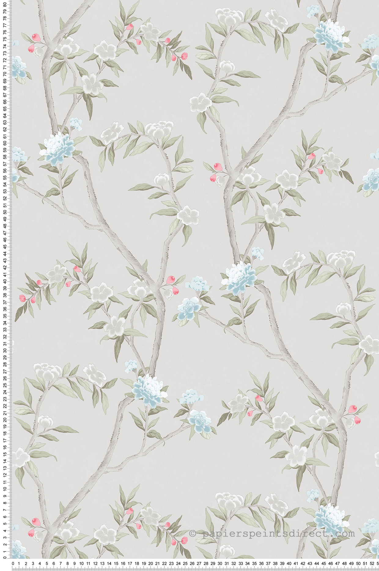 Papier peint Fleurs Rosier Sauvage gris - Romance de Lutèce | Réf. LTC-19002