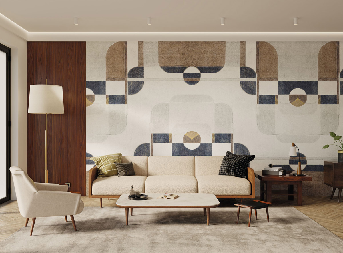 Papier peint panoramique Design Artistique Conrad L gris 424X310 - Carnaby Street de Casadéco | Réf. CARN200586130