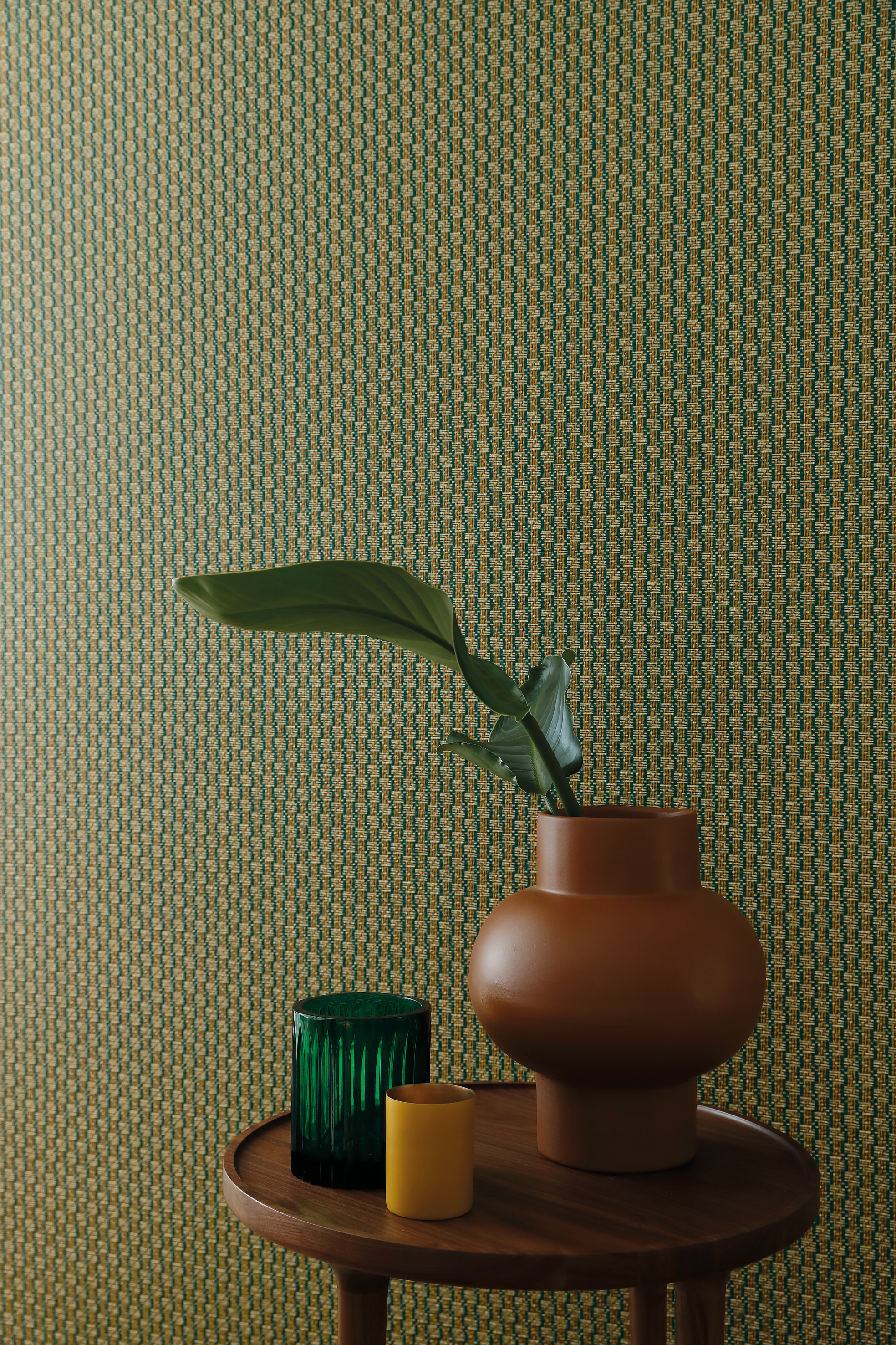 Papier peint Destockage - Tissage Trenza vert émeraude - Manille de Casamance
