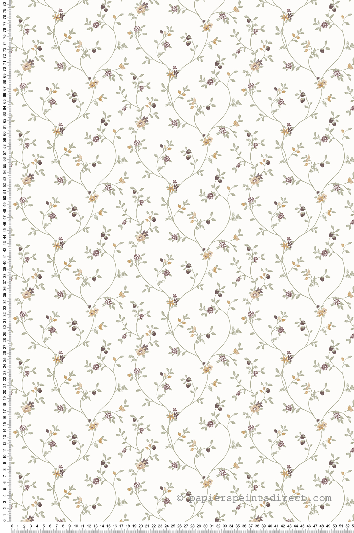 Papier peint Fruit Fleur Liberty jaune noir vert - My Little Cottage de Montecolino | Réf. MC-M12333