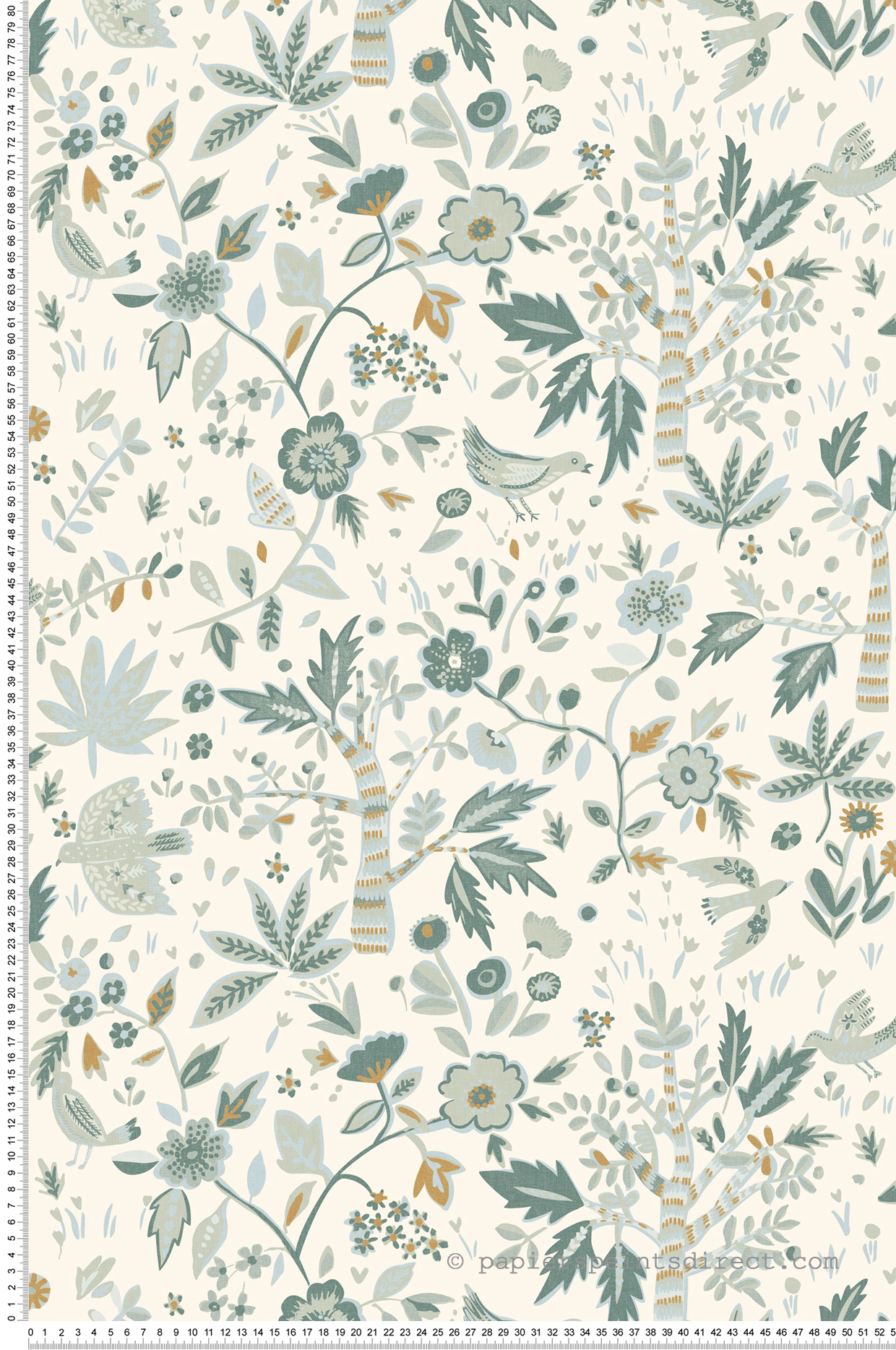 Papier peint Arbre et Oiseaux Echappée vert et doré - Bohème de Casélio | Réf. BOM103157312