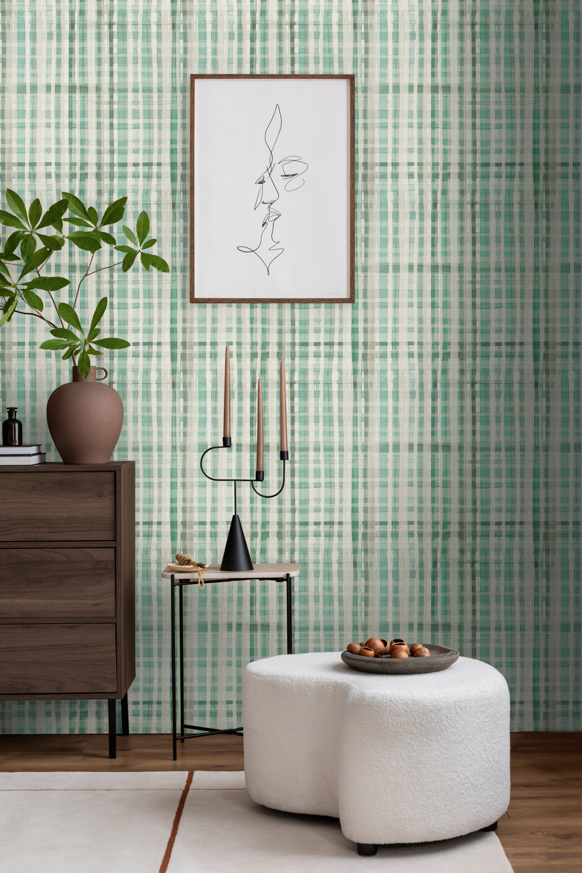 Papier peint Tartan Écossais vert turquoise - Anna D'Andrea d'A.S. Création | Réf. AS-782243