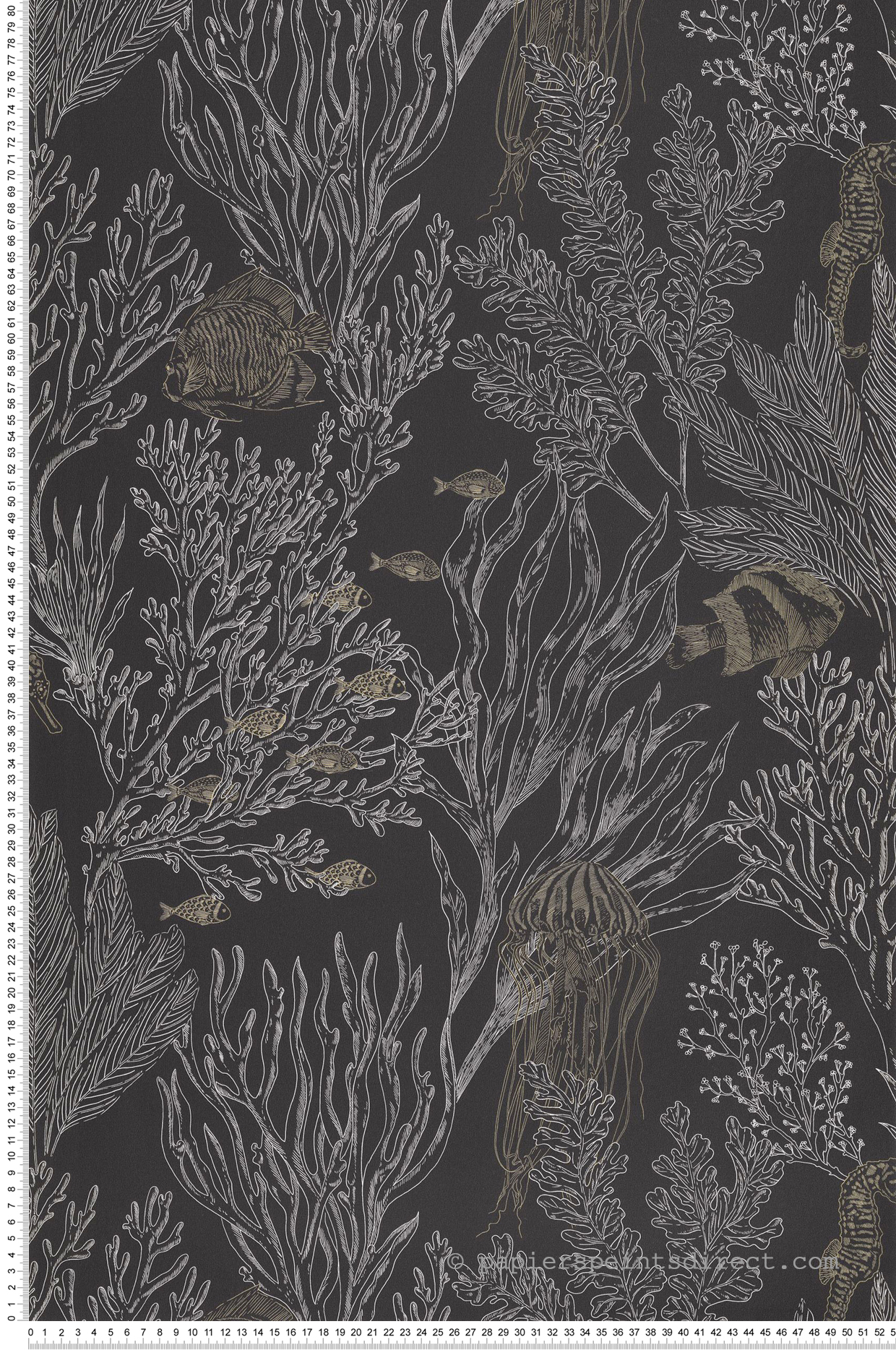 Papier peint Poisson Deep Abyss noir doré - Moonlight 3 de Casélio | Réf. MNL3107199948