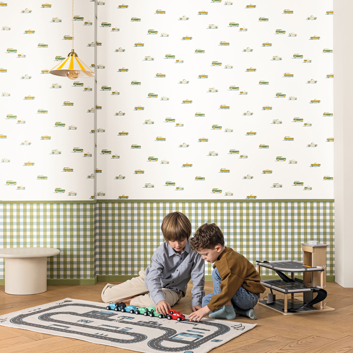Papier peint Voiture Pick Up vert ocre - Happy Kids Club de Casélio | Réf. HKC107570727