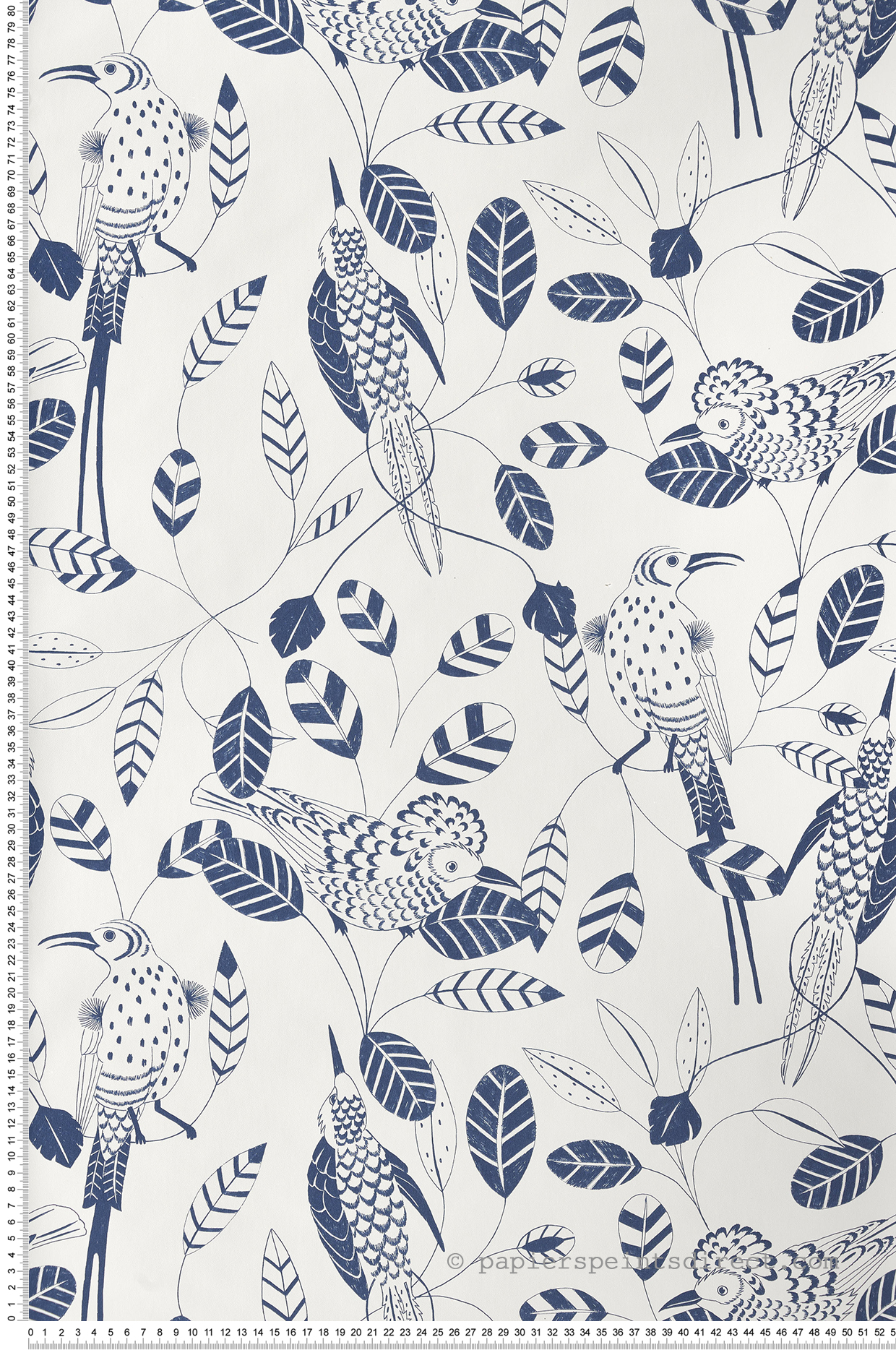 Papier peint Oiseau et Feuille blanc - Only Blue de Casélio | Réf. ONB102676222