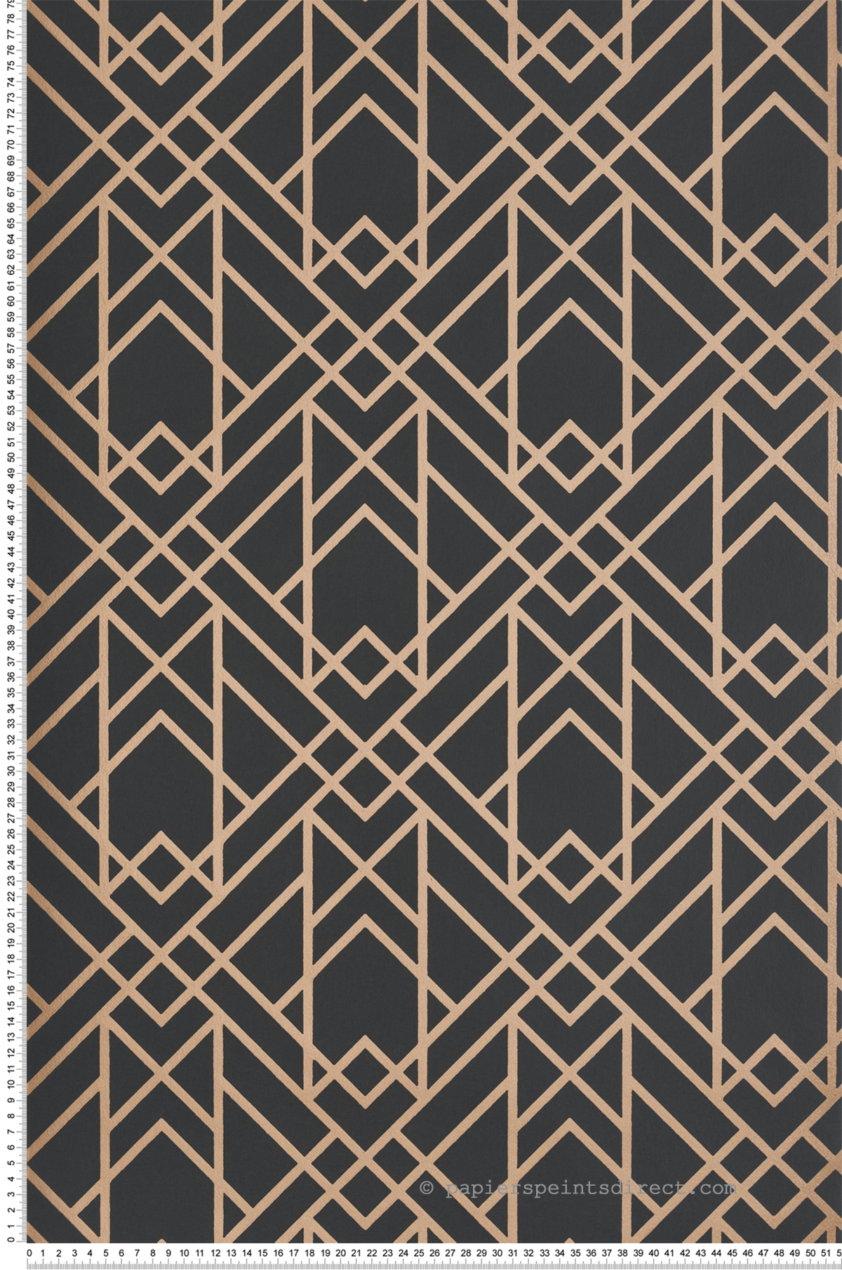 Papier peint Géométrique Art Déco noir - Elodie 1838 Wallcoverings d'Initiales | Réf. INI-90714003