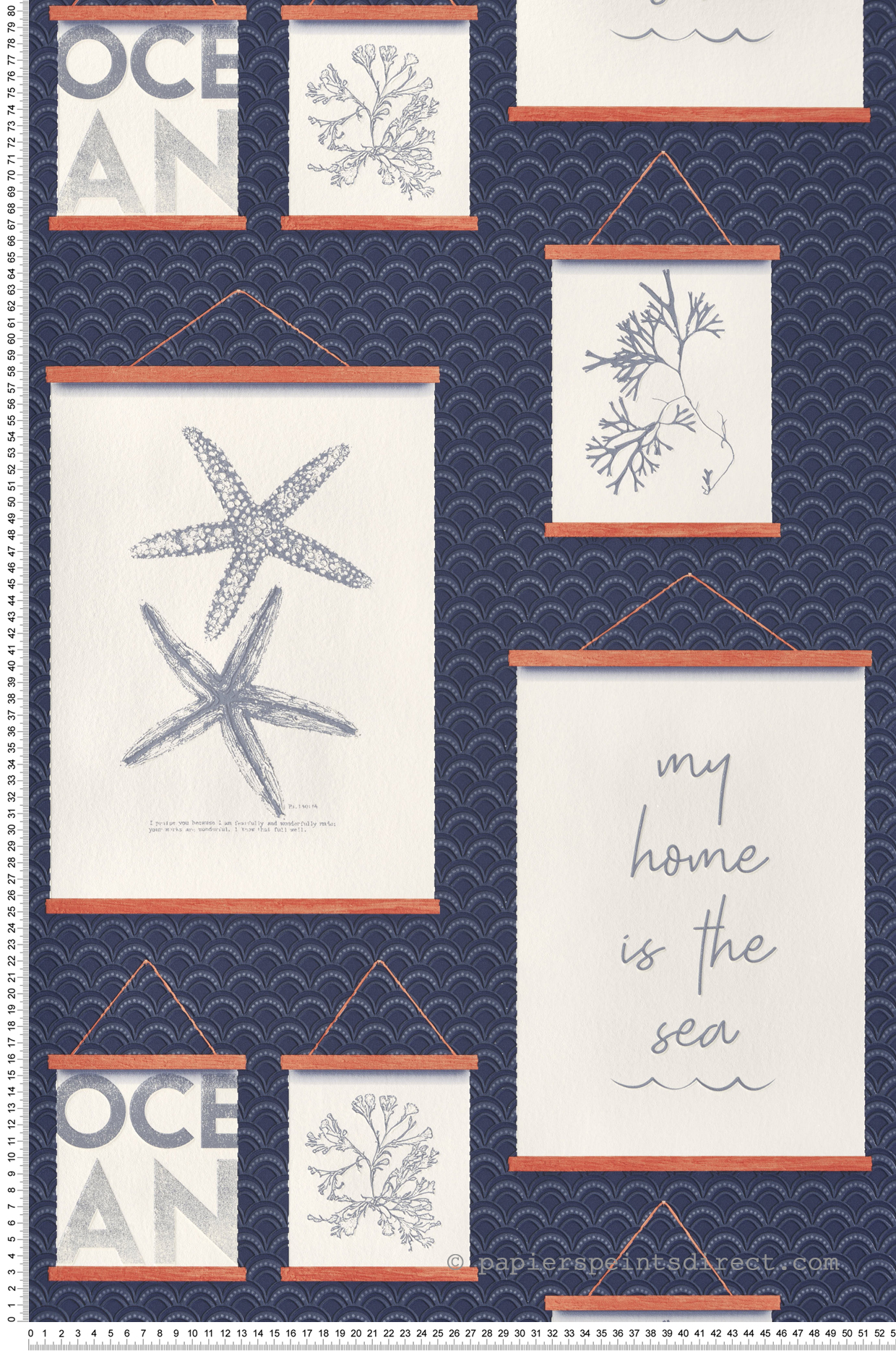 Papier peint Cadre Océan bleu marine écru - Cuisines & Bains de Lutèce | Réf. LTC-135186601