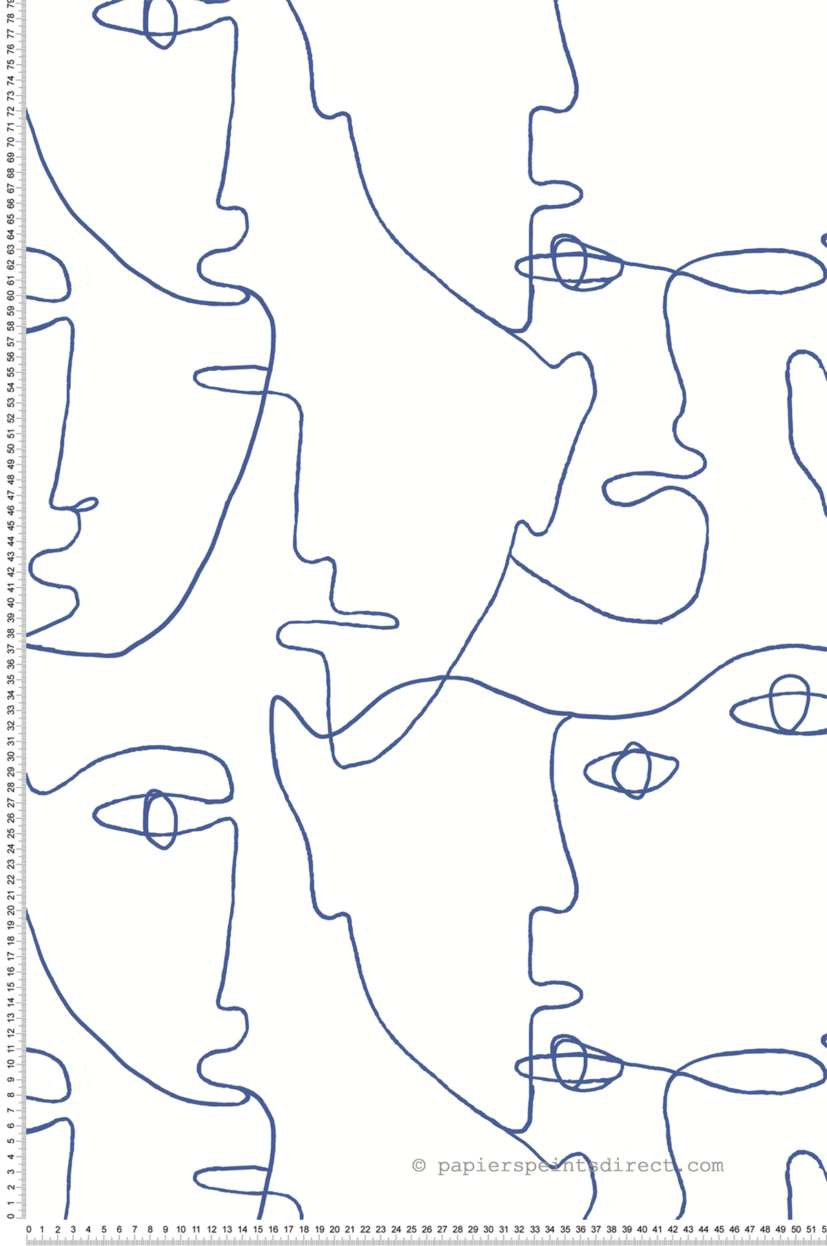 Papier peint adhésif Minimaliste Portrait bleu marine - Les Adhésifs de Lutèce | Réf. LTC-PSW1214RL