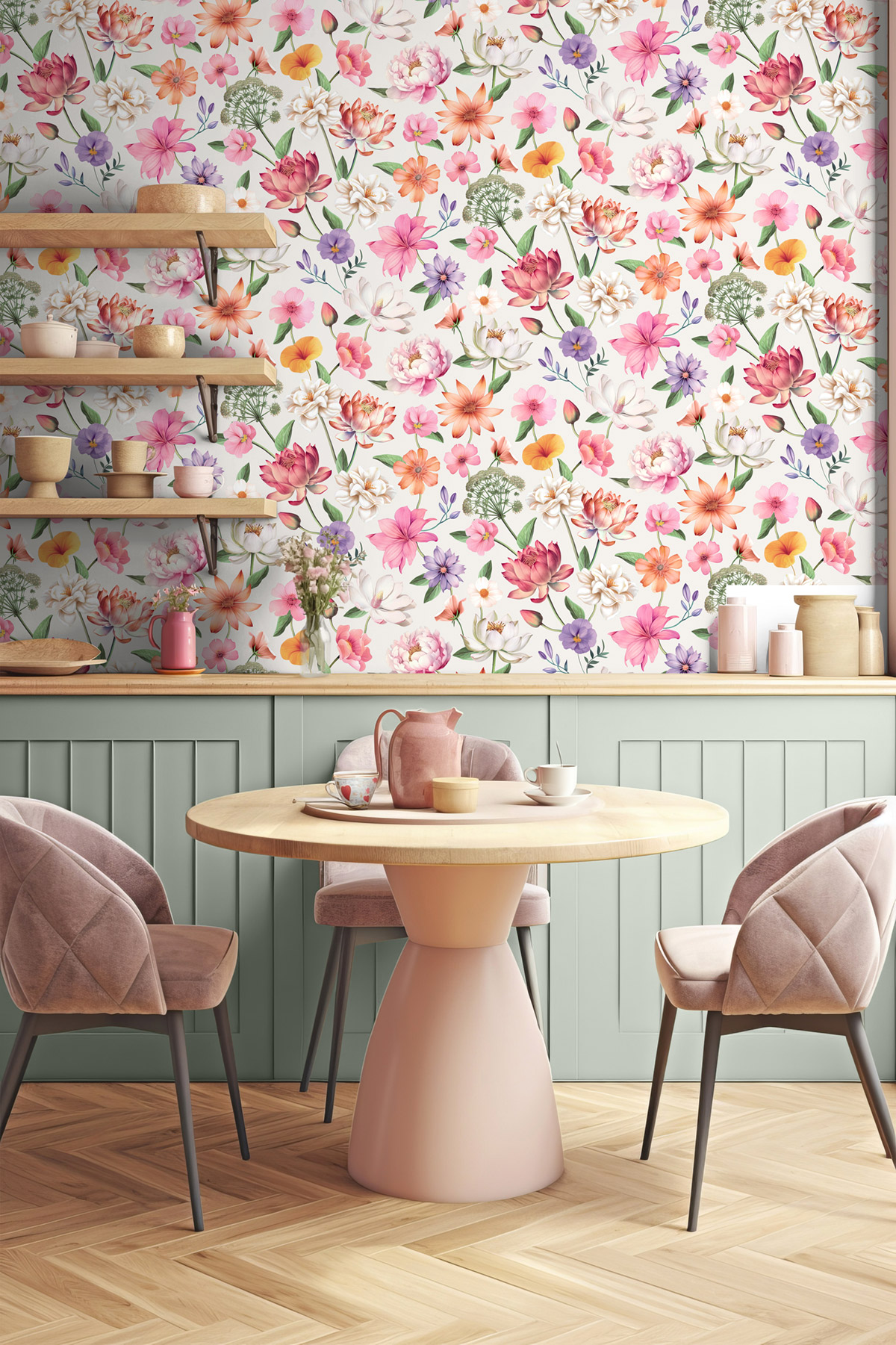 Papier Peint Fleur All Over multicouleurs - Illusion d'Ugépa | Réf. UGP-M88810