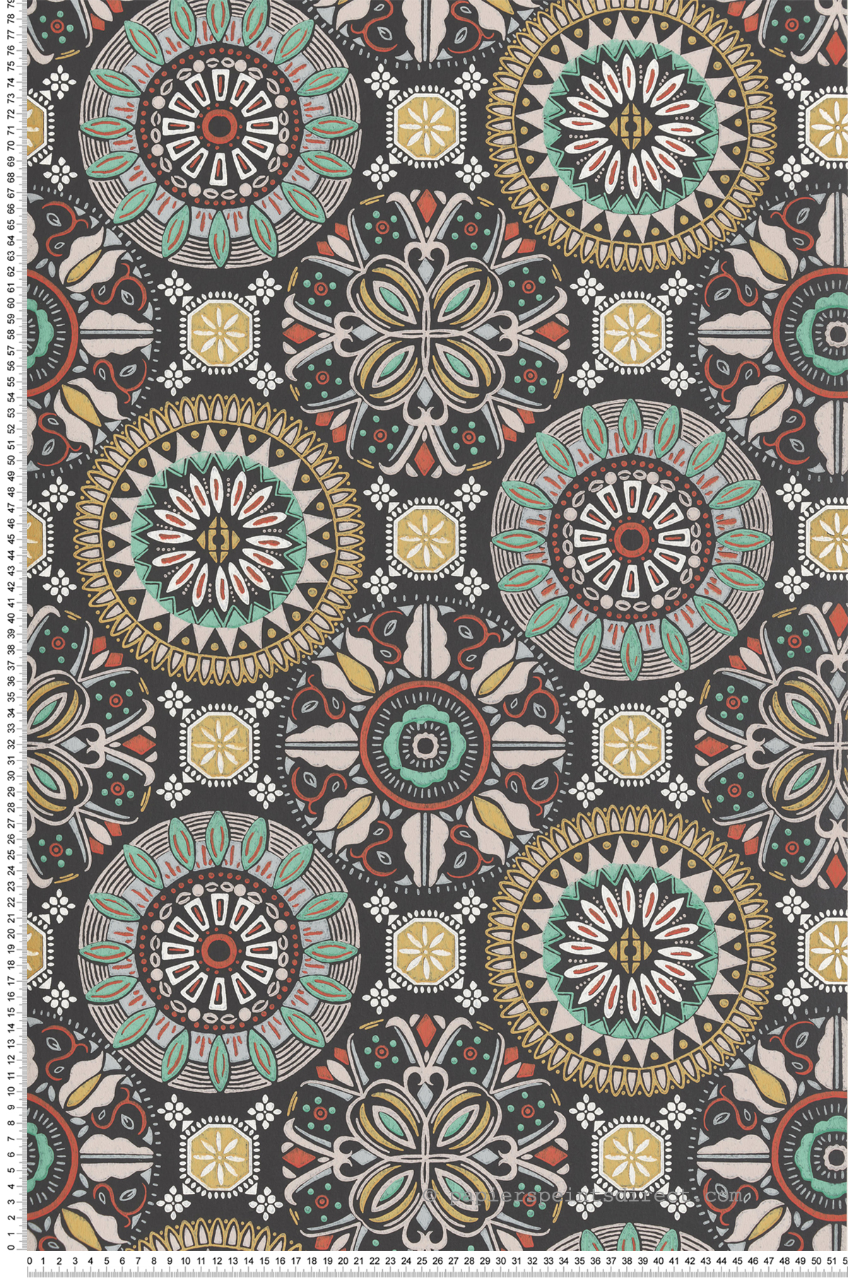 Papier peint Ethnique Mosaïque Rosetta noir - Folium de Osborne & Little | Réf. OSB-W7337-01