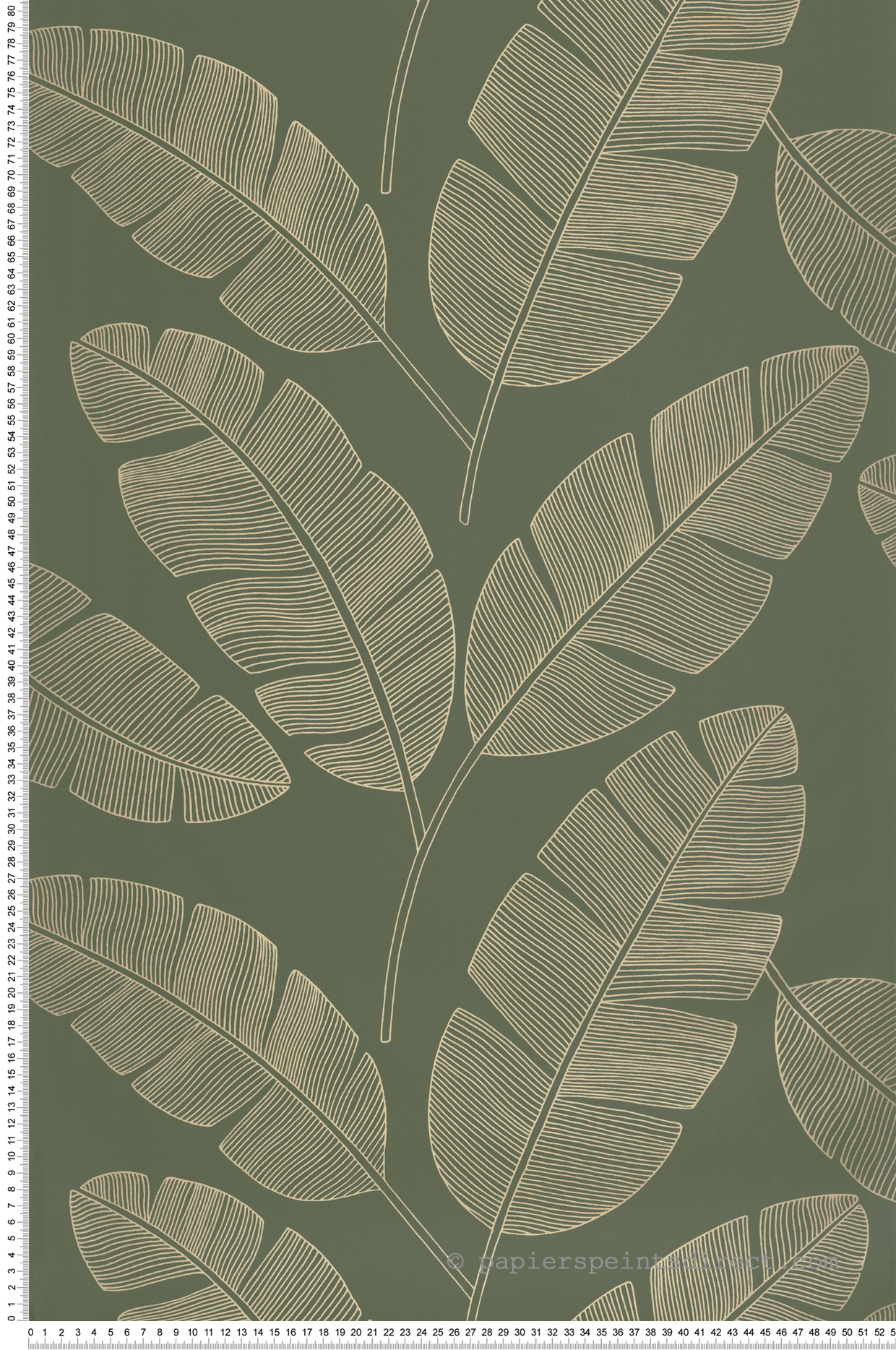 Papier peint Tropical Feuilles Banana Tree kaki doré - Green & Co de Casélio | Réf. GCO101107142