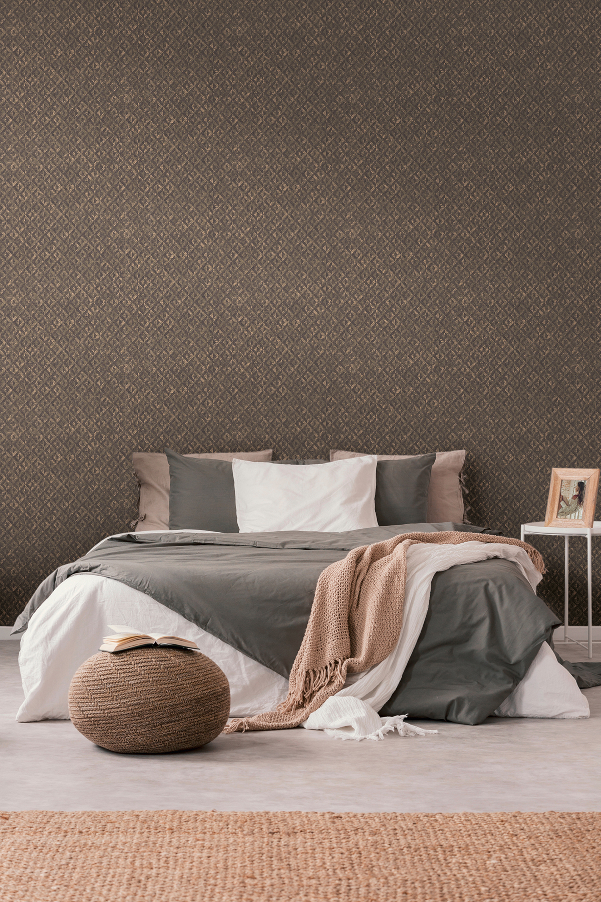 Papier peint Triangle Damasse noir brun or cuivré - Jade 2 d'A.S. Création | Réf. AS-395053