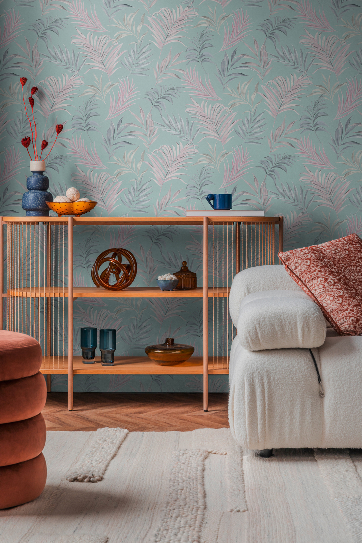 Papier peint Palmes Midnight Botanica parme irisé - Cosmoliving d'A.S. Création AMB2 | Réf. AS-791082