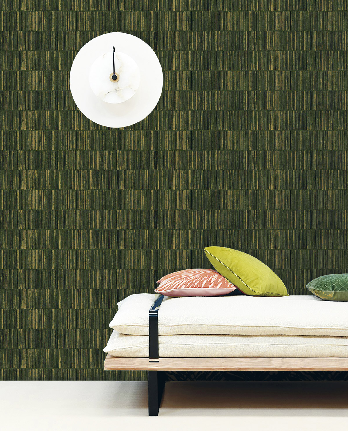 Papier peint Effet Store Bambou vert sapin doré - Unique de Lutèce | Réf. LTC-SP-JA3006