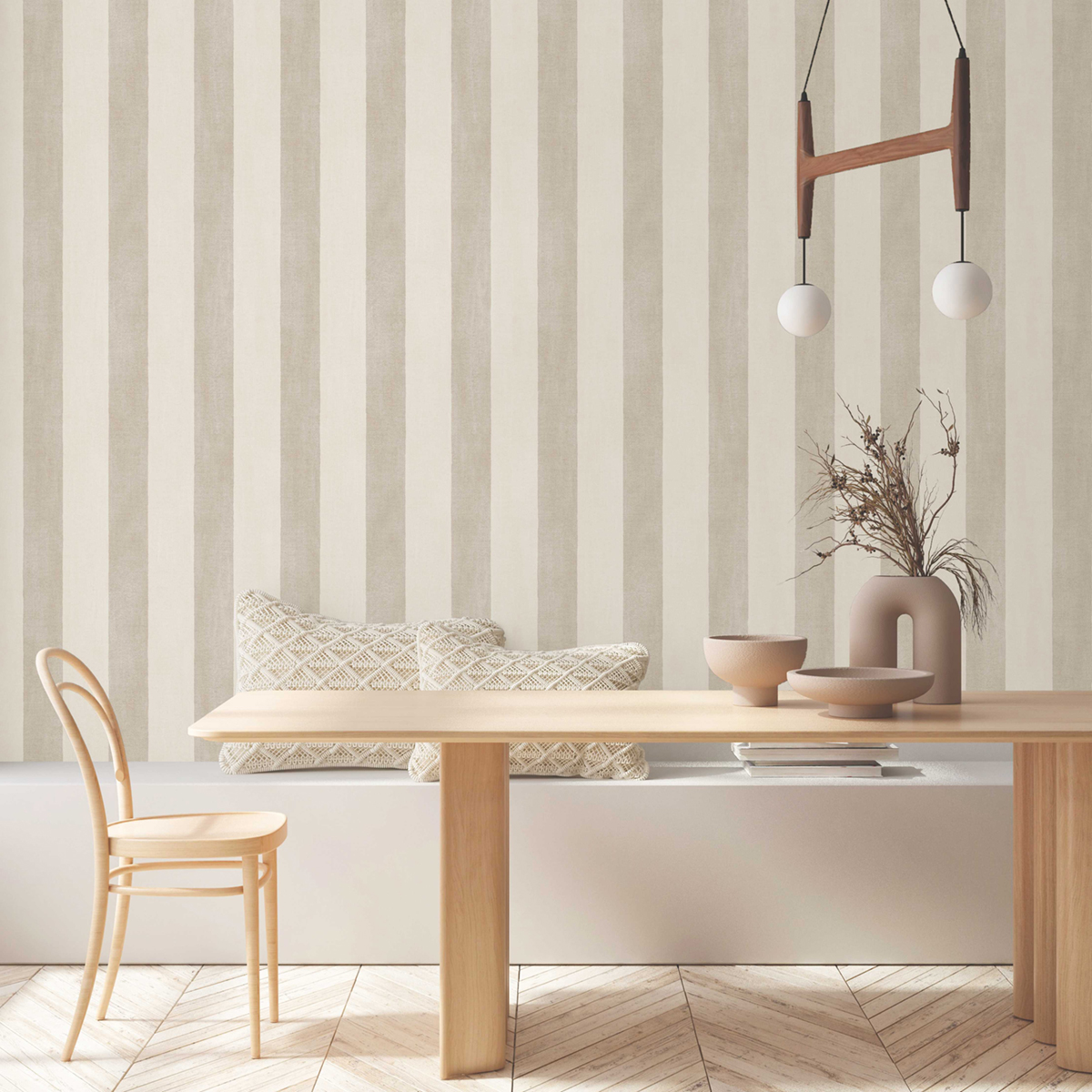 Papier peint Rayures Effet Lin marron glacé - Poésie de Lutèce | Réf. LTC-51254008