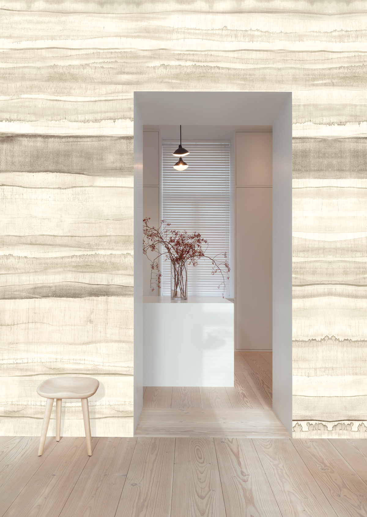 Papier peint panoramique Rayure Abstraite Medite gris - C H260 - Wall Designs IV de Masureel | Réf. MAS-DG4MED1023-260