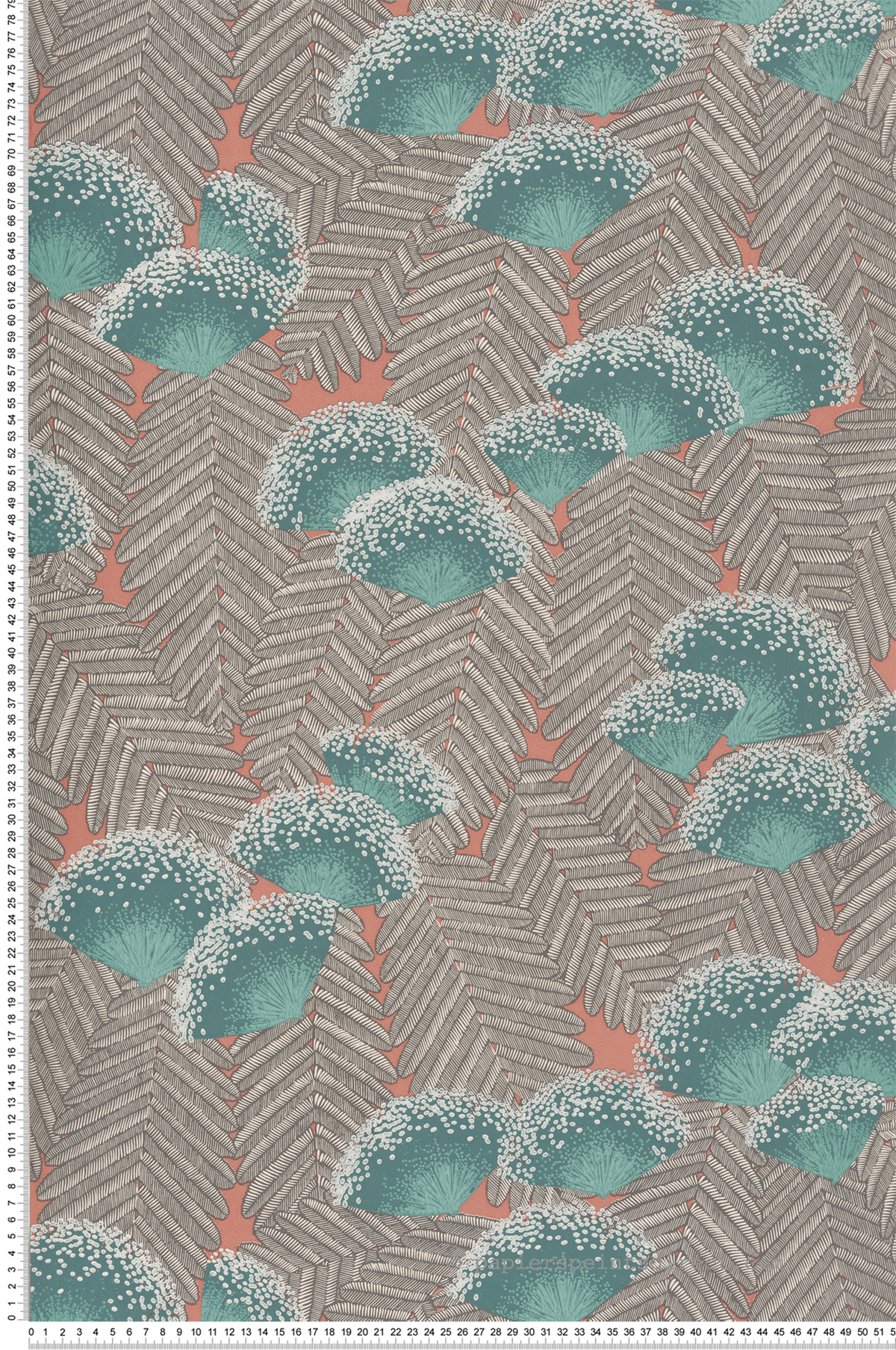 Papier peint Nature Feuillages corail - Elodie 1838 Wallcoverings d'Initiales | Réf. INI-90713804