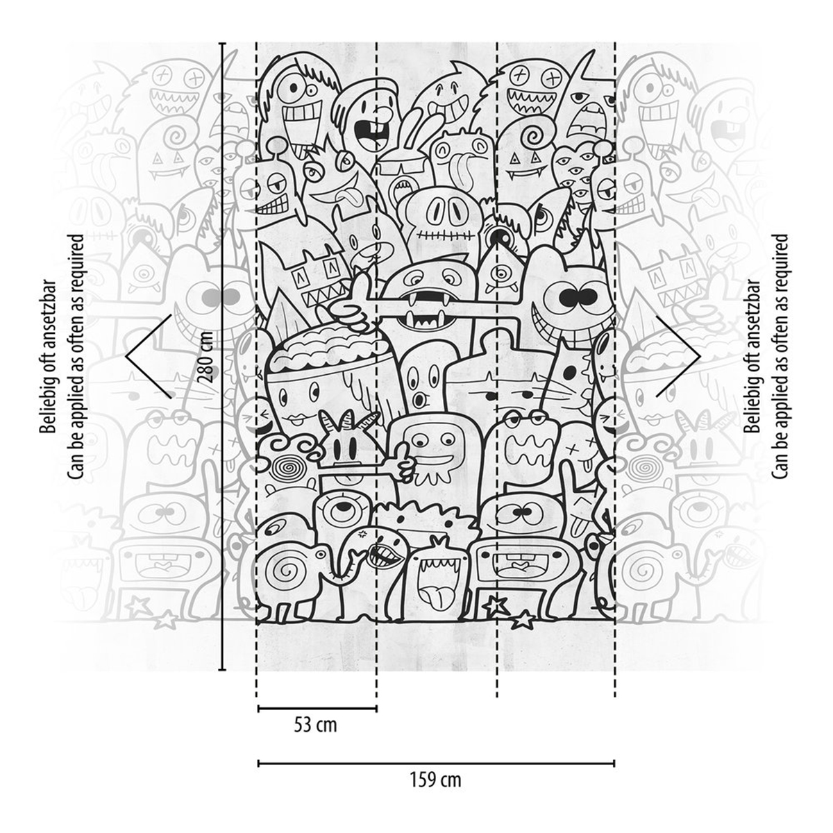 Papier peint panoramique Personnage Monstre noir blanc - The Wall 3 d'A.S. Création AMB3 | Réf. AS-398261