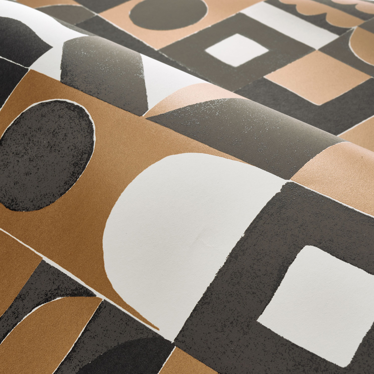 Papier peint Géométrique Ethnique Gourna noir mordoré - Bord Du Nil de Casamance | Réf. CAS-76183058