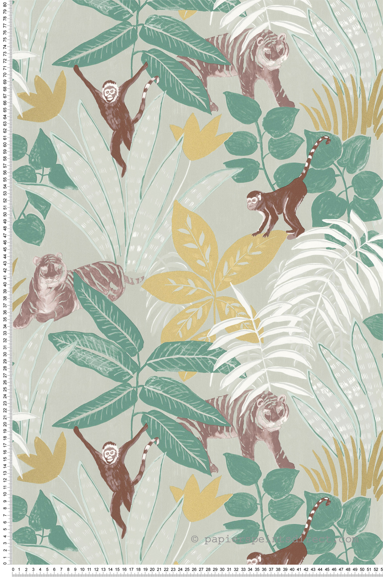 Papier peint Tropical Aventure vert sauge - L'escapade de Casélio | Réf. EPA102317712