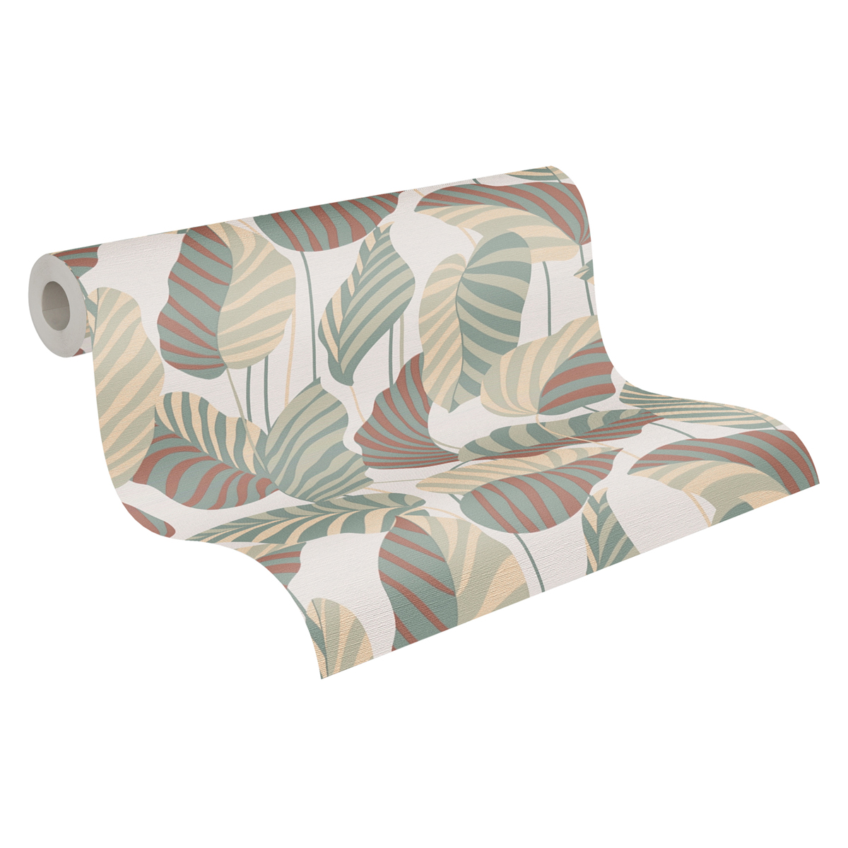 Papier peint Feuille Graphique vert terracotta doré - Antigua d'A.S. Création AMB4 | Réf. SP15943