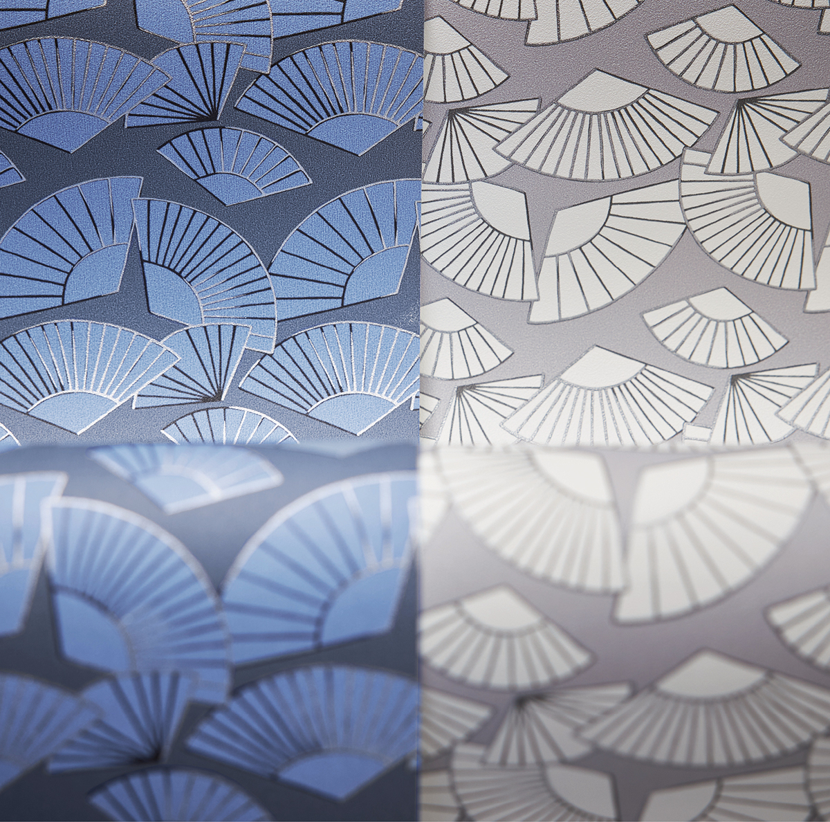 Papier peint Eventail Gisele bleu - Karl Lagerfeld de Montecolino | Réf. MC-37847-4