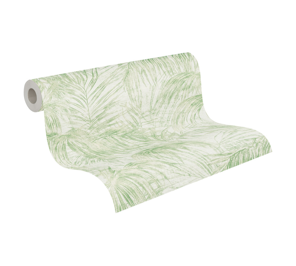 Papier peint Feuilles Jungle Croquis vert blanc cassé - Metropolis Michalsky 6 de Livingwalls ROLL | Réf. AS-399811