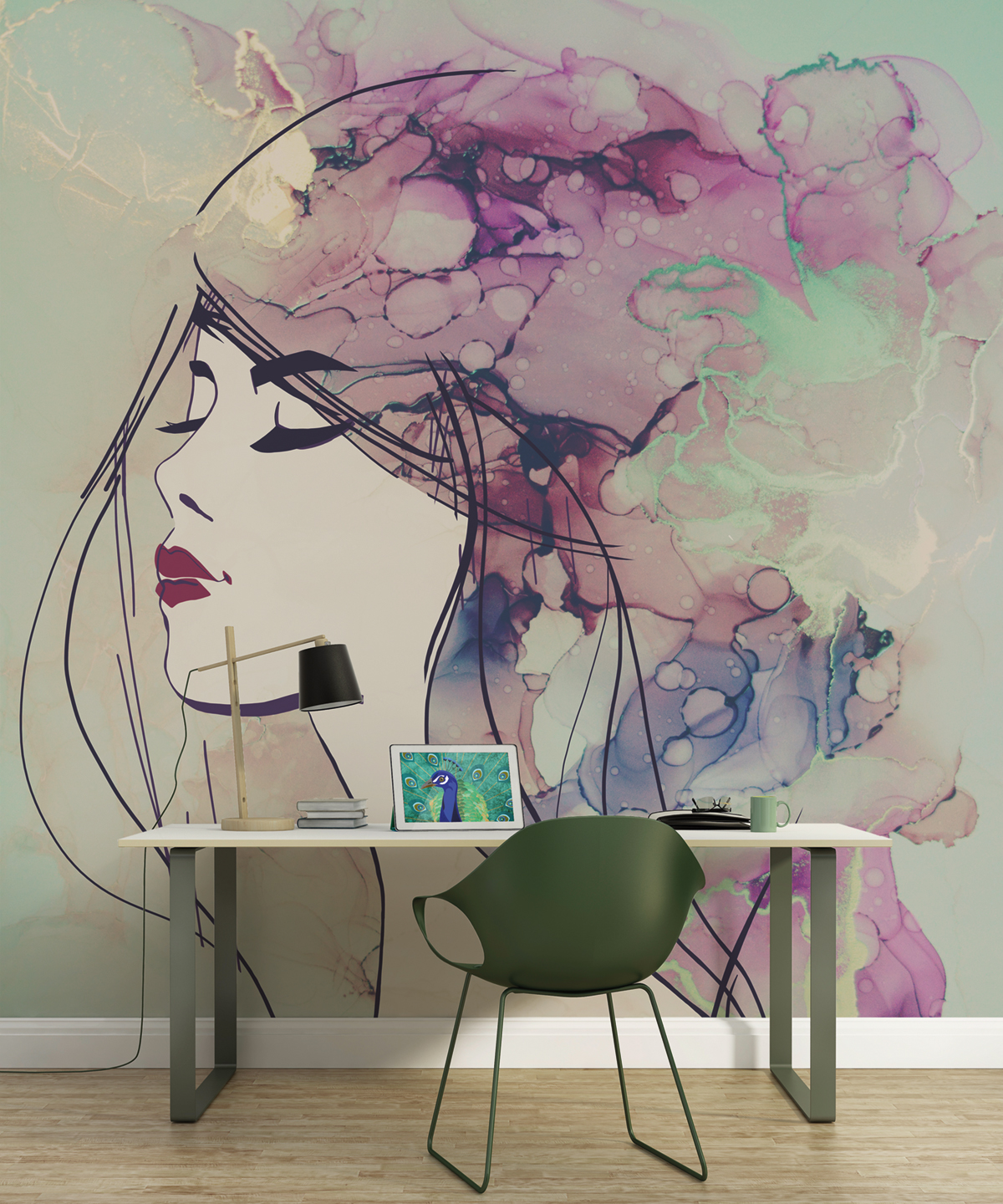 Papier peint panoramique Portrait Aquarelle Lady 3 - Référence DD120017 - Intissé 200g/m2 - Standard 200 x 270