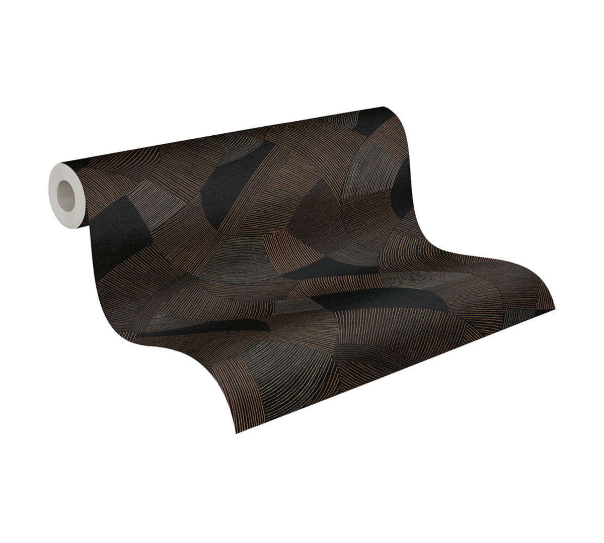 Papier peint Géométrie Rayé Calley noir marron - Cuba 2 d'A.S. Création AMB4 | Réf. AS-791605