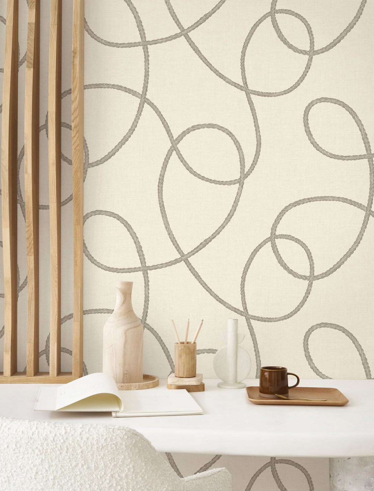 Papier peint Corde Pointe du Raz gris - Seaside de Casadéco | Réf. SEAS201509338