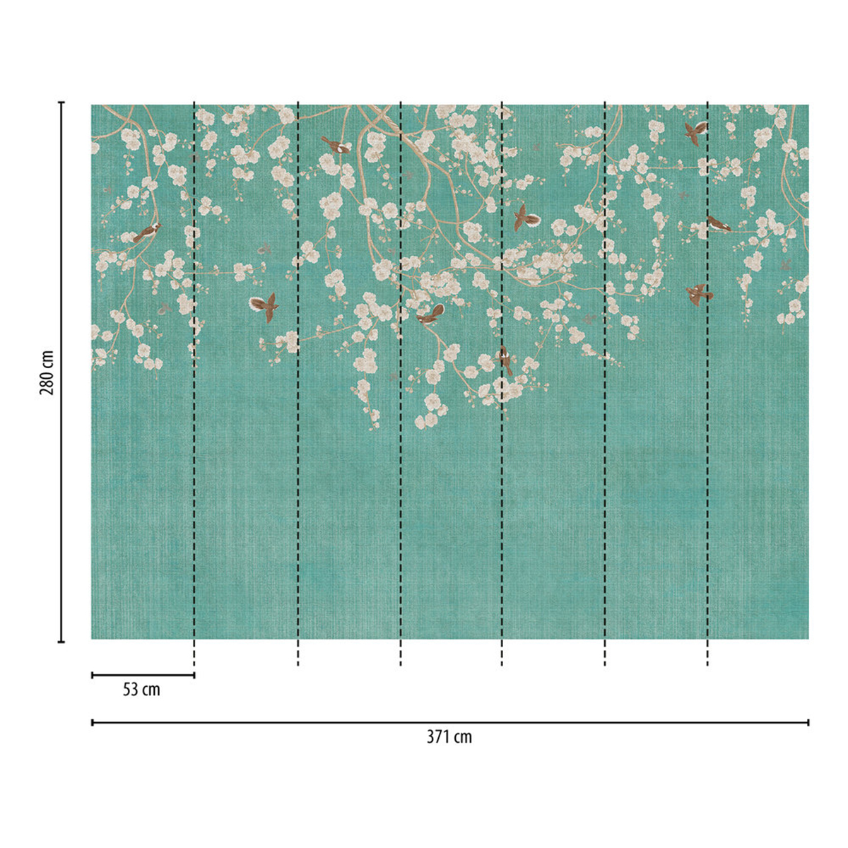 Papier peint panoramique Cerisier Oiseau Japonais - The Wall 3 d'A.S. Création AMB3 | Réf. AS-399211