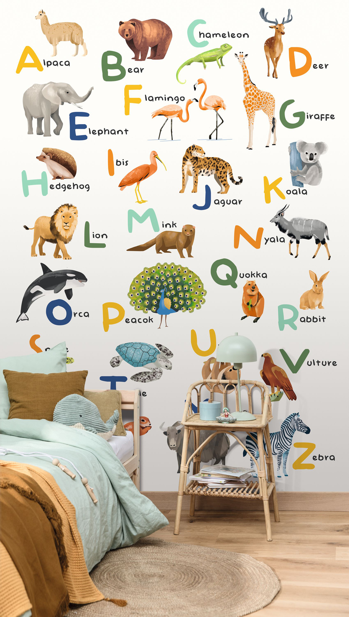 Papier peint panoramique Abécédaire Anglais Let's Learn Alphabet multicouleurs S 200X250 - Les Minis Mondes de Casélio | Réf. MNM105857005