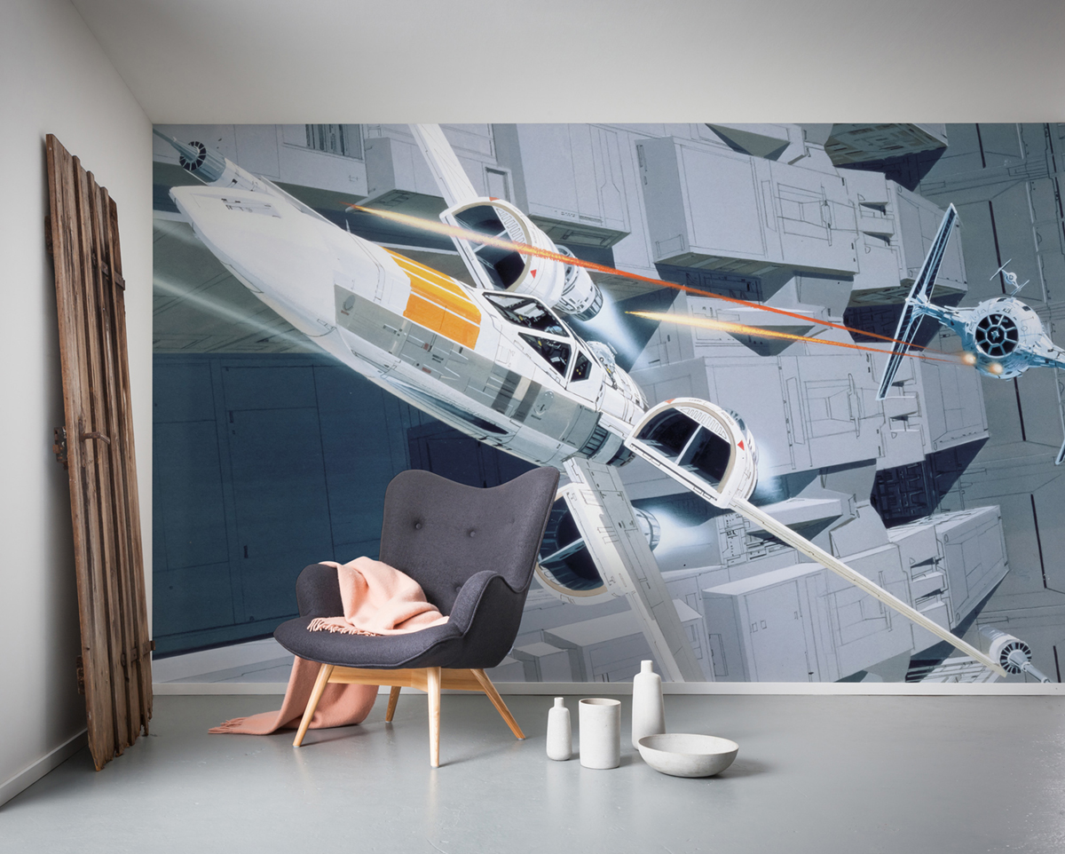 Papier peint Star Wars Classic RMQ X-Wing vs TIE-Fighter - Papier peint Panoramique Komar